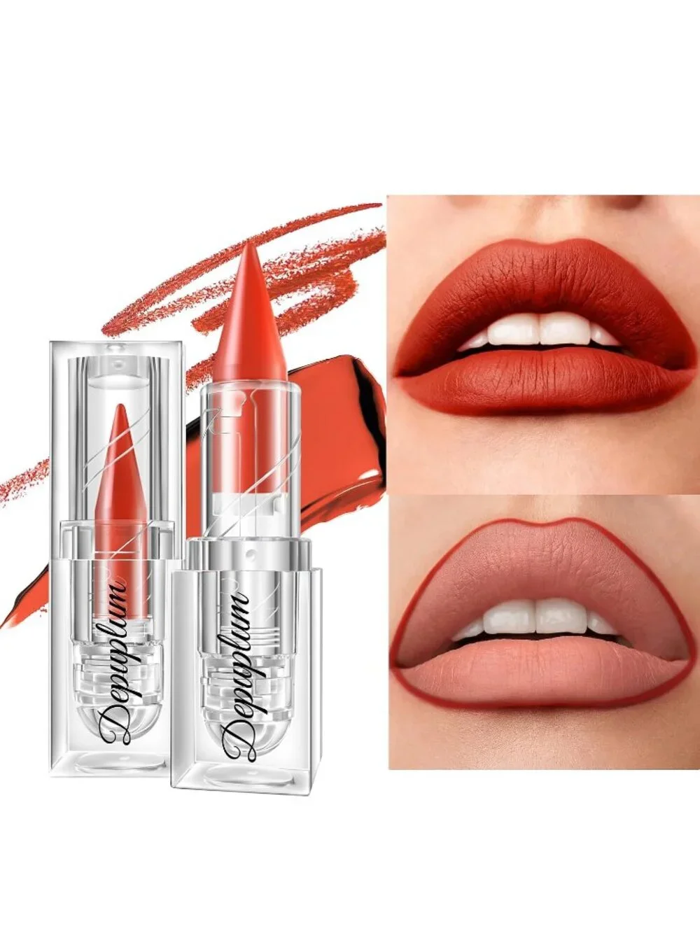 Women E5 Orange Red Gradient Matte Lip Liner Combo Long Lasting Lip Stick Pencil